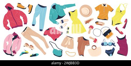 Set fliegender Mode für Damen. Stock Vektor