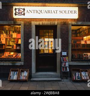 Münster, Second-Hand-Buchhandlung, Antiquariatsbuchhandlung, bekannter Drehort des Wilsberg-Kriminalfilms in Münster, Deutschland, Europa. Stockfoto