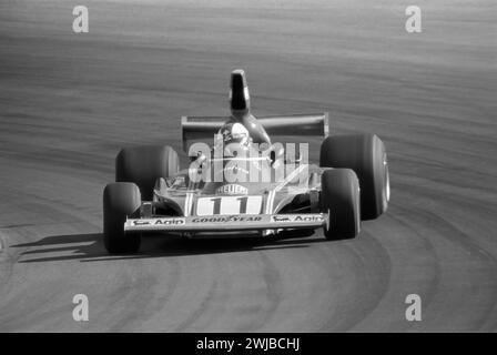 Clay regazzoni in einem Ferrari 312 B3 beim Watkins Glen F1 Grand Prix 1974, startete 9., belegte 11. Platz Stockfoto