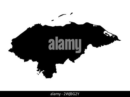 Schwarze Silhouettenkarte von Honduras auf weißem Hintergrund Stockfoto