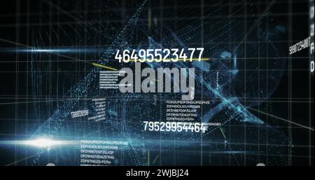 Abbildung von Zahlen, die die Datenverarbeitung mit Online-Sicherheits-Vorhängeschloss und -Gitter verändern Stockfoto