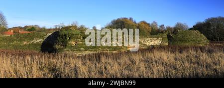 Herbstblick über Bolingbroke Castle, eine ruinöse sechseckige Burg im Dorf Bolingbroke, Lincolnshire, England, Großbritannien Stockfoto