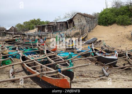 Fischerdorf, Madagaskar Stockfoto