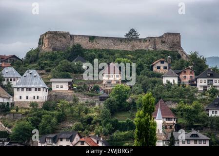 Luftaufnahme der Stadt Jajce in Bosnien und Herzegowina Stockfoto