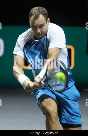 Rotterdam, Italien. Februar 2024. Rotterdam - Tennis Rotterdam, ABN AMRO Open, Russlands Roman Safiullin, 14. Februar 2024. Foto Felice Calabro' Editorial Usage Only Credit: Independent Photo Agency/Alamy Live News Stockfoto