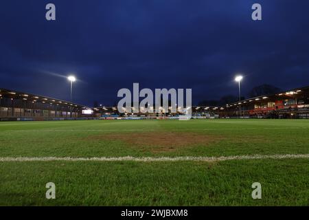 Dartford, Großbritannien. Februar 2024. Dartford, Kent, 14. Februar 2024: Allgemeine Ansicht des Princes Park während des Continental Tyres League Cup-Spiels zwischen London City Lionesses und Arsenal im Princes Park in Dartford, England. (James Whitehead/SPP) Credit: SPP Sport Press Photo. /Alamy Live News Stockfoto