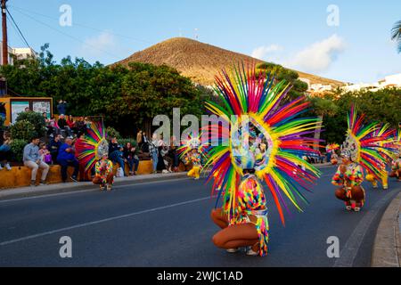 Comparsa en los carnavales de Gáldar, Gran Canaria Stockfoto