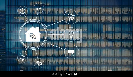 KI in der Smart-Home-Automatisierung. Künstliche Intelligenz zur Überwachung von Geräten. IoT-Konzept Stockfoto