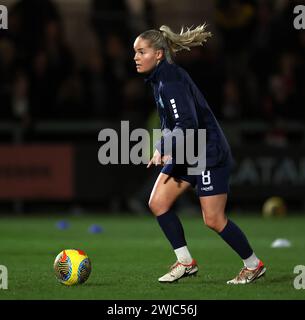 Dartford, Großbritannien. Februar 2024. Dartford, Kent, 14. Februar 2024: Connie Scofield (8 London City Lionesses) während des Continental Tyres League Cup-Spiels zwischen London City Lionesses und Arsenal im Princes Park in Dartford. (James Whitehead/SPP) Credit: SPP Sport Press Photo. /Alamy Live News Stockfoto