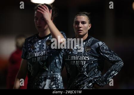 Dartford, Großbritannien. Februar 2024. Dartford, Kent, 14. Februar 2024: Steph Catley (7 Arsenal) während des Continental Tyres League Cup-Spiels zwischen London City Lionesses und Arsenal im Princes Park in Dartford, England. (James Whitehead/SPP) Credit: SPP Sport Press Photo. /Alamy Live News Stockfoto