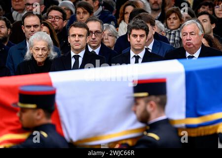 Paris, Frankreich. Februar 2024. © Julien Mattia/Le Pictorium/MAXPPP - Paris 14/02/2024 Julien Mattia/Le Pictorium - 14/02/2024 - France/Ile-de-France/Paris - Ceremonie d'Hommage National A Robert Badinter sur la Place Vendome, A Paris, le 14 Fevrier 2024 - Valeurs ACtuelles out, JDD out, No JDD, no russia, russland OUT/14/02/2024 - Frankreich/Ile-de-France (Region)/Paris - nationale Hommage an Robert Badinter am Place Vendome, Paris, 14. Februar 2024 Credit: MAXPPP/Alamy Live News Stockfoto