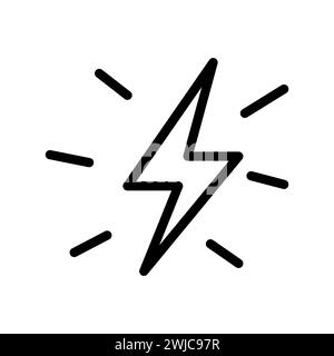 Vektorsymbol mit schwarzer Linie Spannungssymbol auf weißem Hintergrund isoliert Stock Vektor