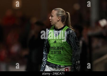 Dartford, Großbritannien. Februar 2024. Dartford, Kent, 14. Februar 2024: Beth Mead (9 Arsenal) wärmt sich während des Continental Tyres League Cup-Spiels zwischen London City Lionesses und Arsenal im Princes Park in Dartford auf. (James Whitehead/SPP) Credit: SPP Sport Press Photo. /Alamy Live News Stockfoto