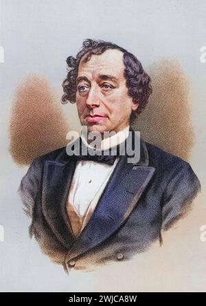 Benjamin D Israeli, 1. Earl of Beaconsfield, 1804-1881. Britischer Staatsmann und Autor, Historisch, digital restaurierte Reproduktion von einer Vorla Stockfoto