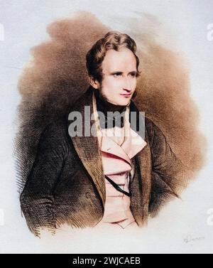 Alfred Victor Comte de Vigny, 1797-1863. Französischer Dichter, Dramatiker und Romancier, Historisch, digital restaurierte Reproduktion von einem Vorl Stockfoto