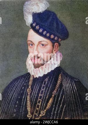 Karl IX., 1550-1574, König von Frankreich, geboren als Karl-Maximilien, Sohn von König Heinrich II Von Frankreich und Katharina von Medici, Historisc Stockfoto