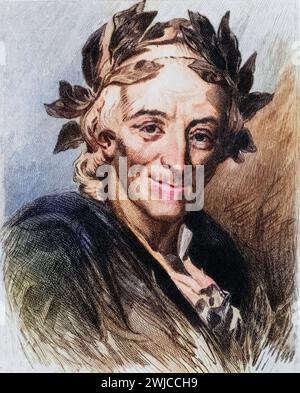 Voltaire, Pseudonym von Francois-Marie Arouet, 1694-1778. Französischer Schriftsteller und Philosoph, Historisch, digital restaurierte Reproduktion vo Stockfoto