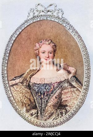 Marie-Catherine-Sophie-Felicite Leczinska, 1703-1768. Königin von Frankreich und Navarra, Ehefrau von Ludwig XV. Radierung von Mercier nach dem Gemälde von Tocque. Stockfoto