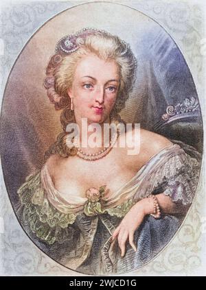 Marie-Antoinette geb. 2. November 1755 in Wien 16. Oktober 1793 in Paris wurde als Erzherzogin Maria Antonia von Österreich geboren. Durch Heira Stockfoto