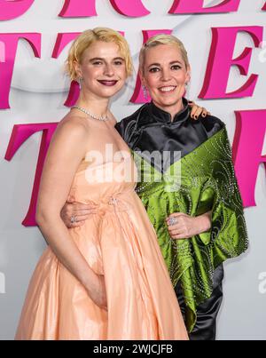 Jessie Buckley und Olivia Colman nehmen an der europäischen Premiere von „Wicked Little Letters“ am Odeon Luxe Leicester Square in London Teil. Stockfoto