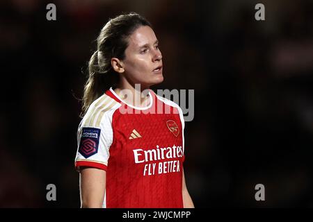 Dartford, Großbritannien. Februar 2024. Dartford, Kent, 14. Februar 2024: Cloe Lacasse (24 Arsenal) während des Continental Tyres League Cup-Spiels zwischen London City Lionesses und Arsenal im Princes Park in Dartford, England. (James Whitehead/SPP) Credit: SPP Sport Press Photo. /Alamy Live News Stockfoto
