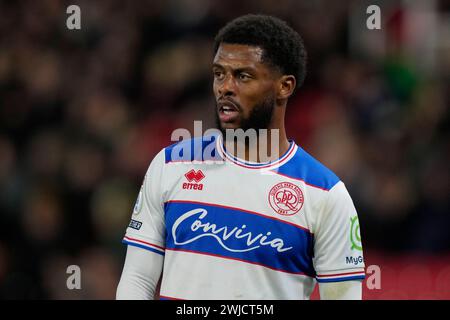 Kenneth Paal von QPR während des Sky Bet Championship Matches Stoke City gegen Queens Park Rangers im Bet365 Stadium, Stoke-on-Trent, Großbritannien, 14. Februar 2024 (Foto: Steve Flynn/News Images) Stockfoto