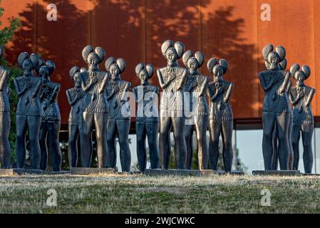 Keltische Statue des keltischen Prinzen, Plastik-Skulpturen, Nachbildungen von 3D-Scan von Ottmar Hoerl, keltische Welt am Glauberg, keltische Grabhügel, Eisen Stockfoto