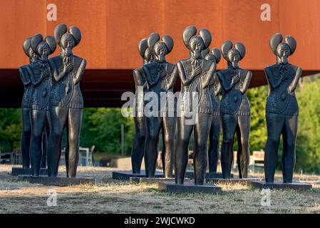 Keltische Statue des keltischen Prinzen, Plastik-Skulpturen, Nachbildungen von 3D-Scan von Ottmar Hoerl, keltische Welt am Glauberg, keltische Grabhügel, Eisen Stockfoto