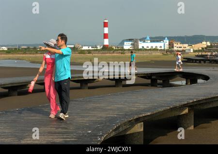 Gaomei Wetland Preservation Area, Gaomei Wetlands, Taichung, Tawain. Stockfoto