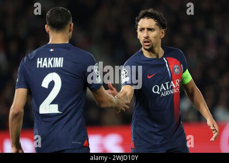 Paris, Frankreich. Februar 2024. © PHOTOPQR/LE PARISIEN/LE PARISIEN/ARNAUD JOURNOIS ; PARIS ; 14/02/2024 ; FUSSBALL, LIGUE DES CHAMPIONS UEFA, HUITIEMES DE FINALE ALLER, 14.02.2024, PARIS, PARC DES PRINCES/PARIS SG - REAL SOCIEDAD /FOTO LE PARISIEN/ARNAUD JOURNOIS MARQUINHOS - 14.02.2024PARIS, FRANKREICH UEFA CHAMPIONS LEAGUE PARIS SG VS REAL PEDAMY LIVE NEWS Stockfoto