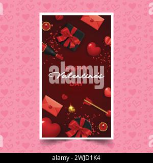 Realistische valentinstag instagram Stories Kollektion Design Vektor Illustration Stock Vektor