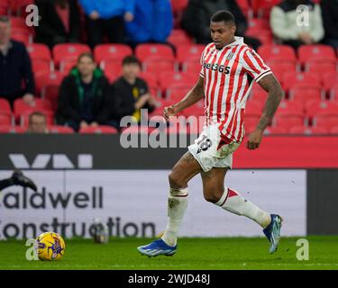 Stoke auf Trent, Großbritannien. Februar 2024. Wesley of Stoke City während des Sky Bet Championship Matches Stoke City gegen Queens Park Rangers im Bet365 Stadium, Stoke-on-Trent, Großbritannien, 14. Februar 2024 (Foto: Steve Flynn/News Images) in Stoke-on-Trent, Großbritannien am 14. Februar 2024. (Foto: Steve Flynn/News Images/SIPA USA) Credit: SIPA USA/Alamy Live News Stockfoto