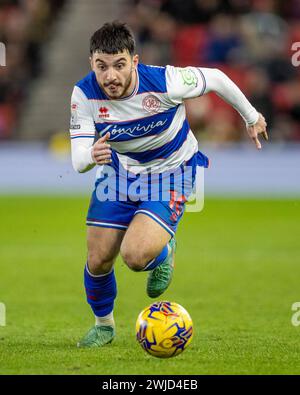 Februar 2024; Bet365 Stadium, Stoke, Staffordshire, England; EFL Championship Football, Stoke City gegen Queens Park Rangers; Ilias Vorsitzender der Queens Park Rangers Stockfoto