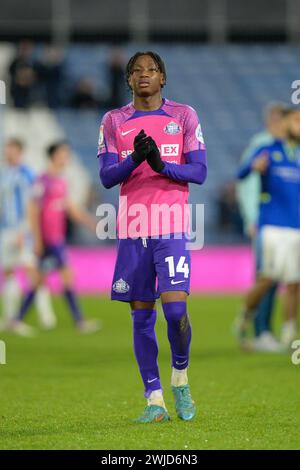 Romaine Mundle of Sunderland während des Sky Bet Championship Matches Huddersfield Town gegen Sunderland im John Smith's Stadium, Huddersfield, Großbritannien, 14. Februar 2024 (Foto: Craig Cresswell/News Images) Stockfoto