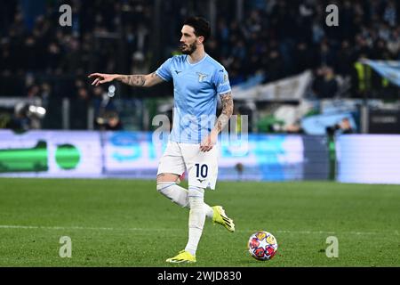 Rom, Italien. Februar 2023. Luis Alberto von SS Latium während des UEFA Champions League-Spiels zwischen SS Latium und FC Bayern München am 14. Februar 2024 im Stadio Olimpico Rom Italien. Quelle: Nicola Ianuale/Alamy Live News Stockfoto