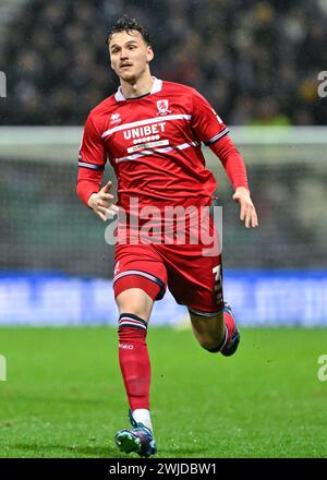 RAV van den Berg of Middlesbrough, während des Sky Bet Championship Matches Preston North End gegen Middlesbrough in Deepdale, Preston, Großbritannien, 14. Februar 2024 (Foto: Cody Froggatt/News Images) Stockfoto