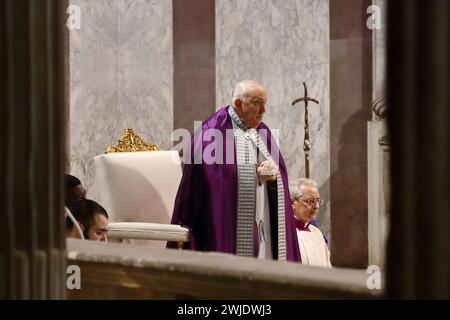 Rom, Italien. Februar 2024. Papst Franziskus feiert am 14. Februar 2024 in der Basilika Santa Sabina in Rom die Aschermittwochs-Messe. Foto: (EV) Galazka Vatican Pool/ABACAPRESS.COM Credit: Abaca Press/Alamy Live News Stockfoto