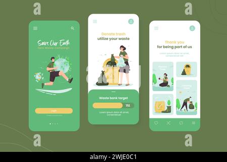 Save Planet Earth, Zero Waste Illustration an Bord eines mobilen Bildschirms Stock Vektor