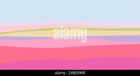 Tulpenfelder. Abstrakter Hintergrund mit Streifen im Stil der 60er und 70er Jahre für Plakate und Drucke, Papier. Flache Vektorabbildung geeignet zum Drucken von Bannern, Flyern, Einladungen Stock Vektor