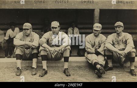 BASEBALL - Babe Ruth, Ernie Shore, Rube Foster, Del Gainer, Boston Red Sox, American League, 1915 Stockfoto