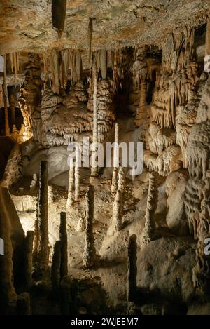 Campanet, Spanien - 27. Januar 2024: Detailansicht der Felsformationen in den Campanet Cavevs im Norden Mallorcas Stockfoto