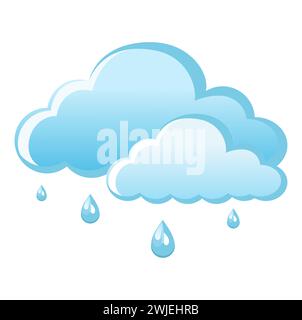 Niedliches Vektor-isoliertes Wetter-App-Symbol mit regnerischer Wolke. Schnittstellenelemente in flacher Ausführung. Minimale Zeichentrickdarstellung für Webbanner und Gree Stock Vektor