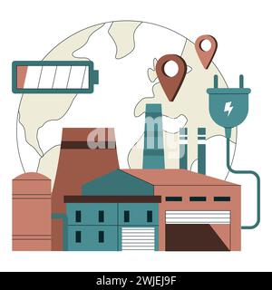 Abhängigkeit von fossilen Brennstoffen. Abhängigkeit von importierten fossilen Ressourcen. Verteilung von Erdrohstoffen. Illustration des flachen Vektors Stock Vektor