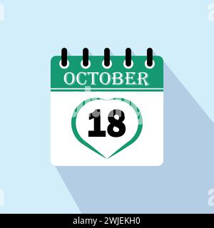 Icon Kalendertag - 18. Oktober. 18. Tage des Monats, Vektorillustration. Stock Vektor