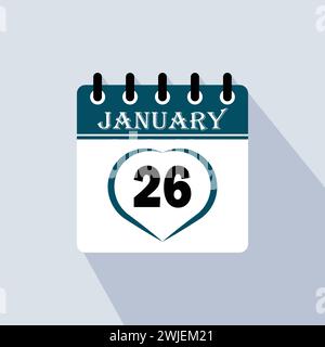 Icon Kalendertag - 26. Januar. 26 Tage des Monats, Vektorillustration. Stock Vektor