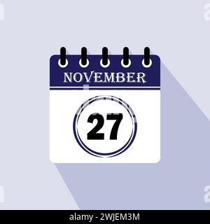Icon Kalendertag - 27. November. 27 Tage des Monats, Vektorillustration. Stock Vektor