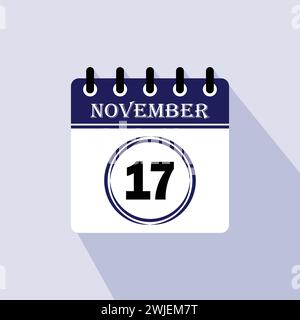 Icon Kalendertag - 17. November. 17. Tage des Monats, Vektorillustration. Stock Vektor