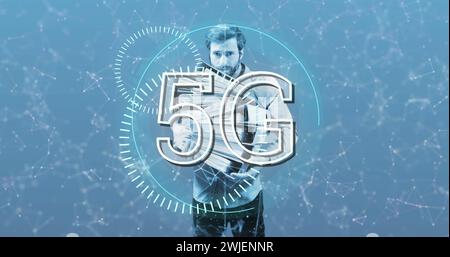 Bild der digitalen Schnittstelle mit Symbolen und Datenverarbeitung Stockfoto