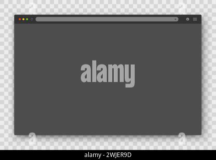 Das Design des Webbrowserfensters in Grau auf einem transparenten Hintergrund. Stock Vektor