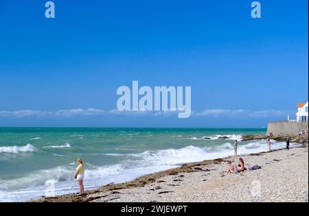 Audresselles (Nordfrankreich), entlang der Küste der Cote d'Opale: Der Strand Stockfoto